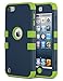 ULAK iPod Touch 7 Case, 3 in 1 Hard PC Case with Shockproof Silicone Interior Heavy Duty High Impact Dual Layer Protective Case for Apple iPod Touch 7th/6th/5th Generation, Green
