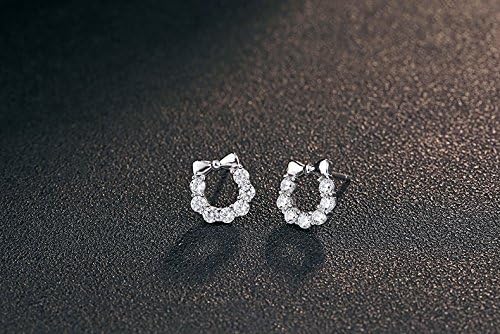 Bow style super shiny Cubic zirconia 925 sterling silver ladies`stud earrings jewelry wholesale