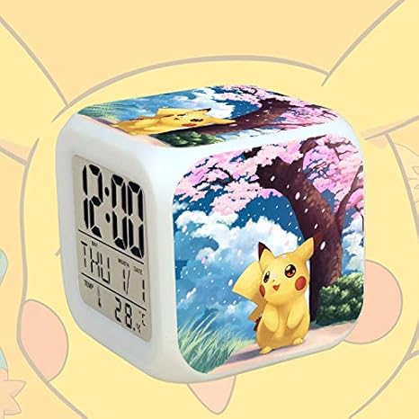 Amazon Cz Sqg Led目覚まし時計ポケモンカラフルな気分アラーム時計ポケモンポケモンを変更してカスタムクリエイティブナイトライト Color 28 置き時計 掛け時計 オンライン通販