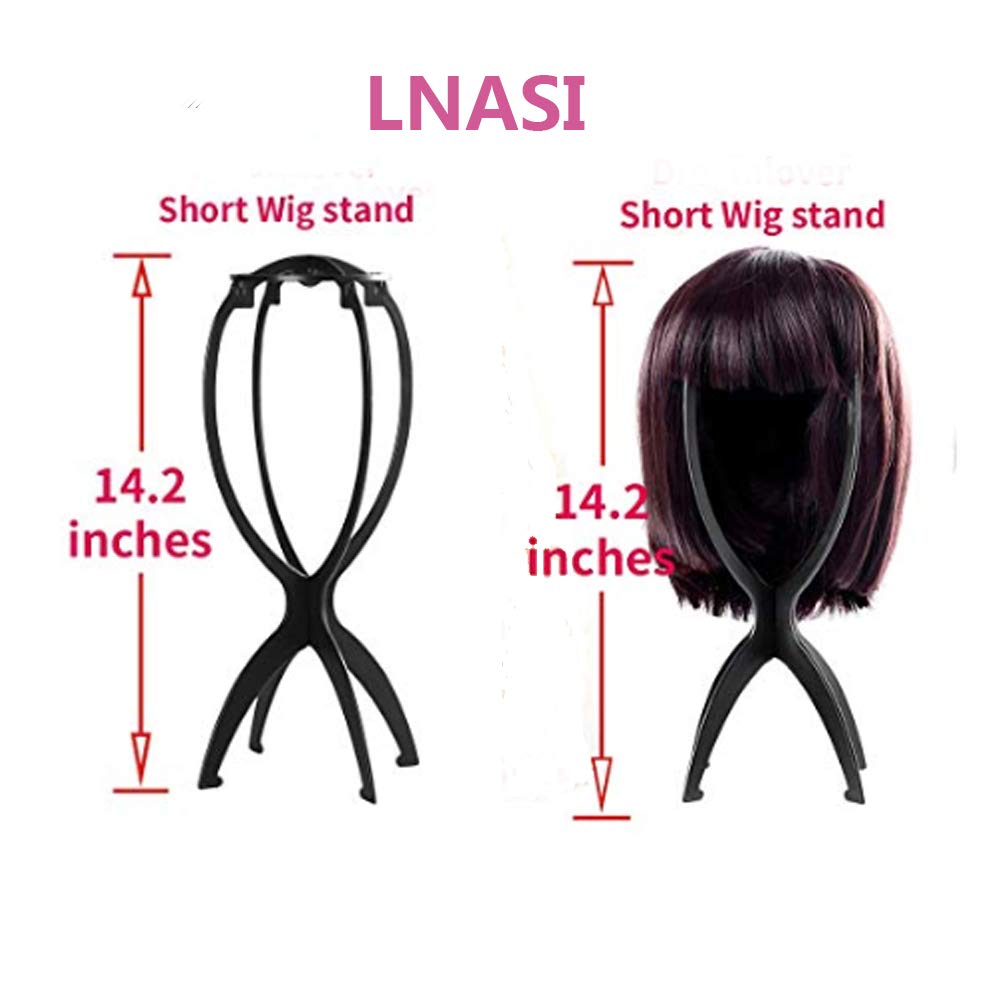 Wig Stand, 3 Pack Short Wig Stands for Wigs,14.2 Inch Wig Stand Holder,Portable Collapsible Wig Dryer,Wig Stands for Hats and Hairpieces - For Home, Salon and Travel (Black)