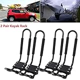 TCMT Universal Roof J-Bar Rack Kayak Boat Canoe Car SUV Top Mount Crossbar (2 Pairs, Black)