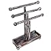 MyGift 3 Tier Rustic Torched Wood T-Bar Jewelry Stand, Necklace/Bracelet Display with Ring Tray