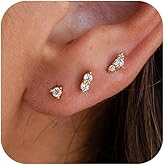 Gold Ear Crawler Earrings for Women 14K Gold Plated Flat Back Earrings Small Dainty Cubic Zirconia Climber Earring Cartilage Stud Earring for Women Hypoallergenic Helix Conch Piercing Jewelry