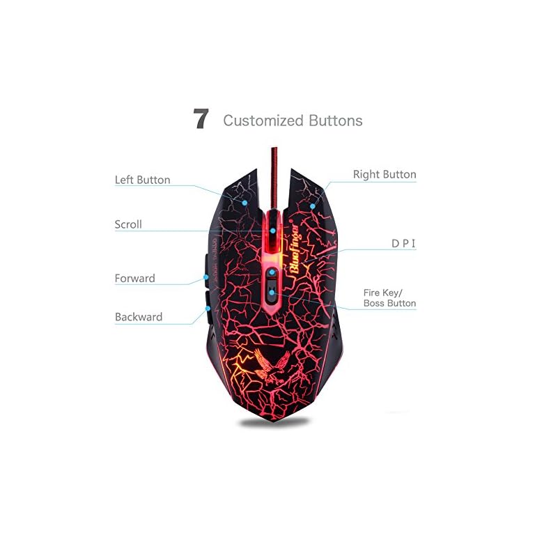 BlueFinger Adjustable DPI Gaming Mouse-BlueFingerÃ Â® USB Wired 4Color