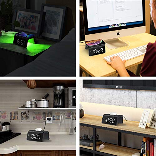 Updated Version Pointuch Alarm Clock with 10W Wireless Charging, LED