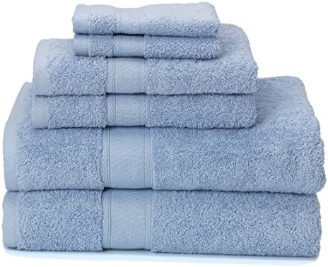 700 GSM Premium Bath Towels Set of 6 (2 Bath Towels 30" X 52", 2 Hand Towels 16" X 28" and 2 Washcloths 12" X 12") - 100% Cotton, Super Soft, Ultra Absorbent (Blue)