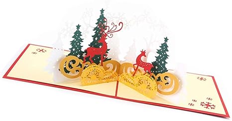 Amazon Co Jp 鹿の森のクリスマスポップアップカードホリデーカード3dクリスマスカードありがとうございました誕生日 クリスマスハロウィーンバレンタインデーの日の贈り物 ホーム キッチン