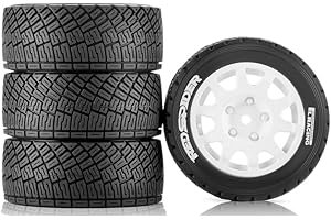 PYFORE Set of 4 RC Car Rubber Tires & Wheels 78x30mm with 12mm Hex Hub - Spare Parts for WRC HPI Rally WR8 Carisma RLAARLO XTS F10 1/10 RC Cars