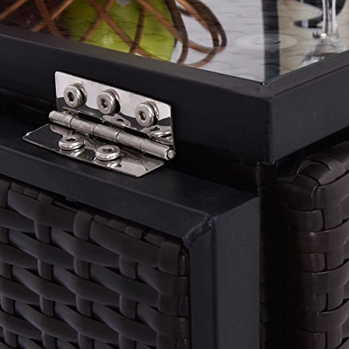 Rattan Wicker Kitchen Trolley Cart Patio Roller Dining Storage Glass Stand