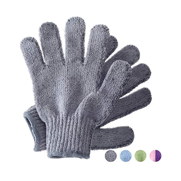 Temple-Spring-Bamboo-Exfoliating-Wash-Gloves-Eco-Exfoliator-Mitt-Natural-BathShower-Scrub-Body-Exfoliation-Hand-Mitten-Beauty-ScrubsLoofah-Ingrown-HairDead-Skin-Remover-Grey Exfoliating Gloves - Bamboo Shower Gloves - Bath and Body Exfoliator Mitts - Scrubs away Ingrown Hair and Dead Skin…