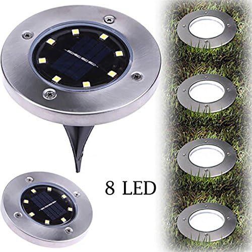 Anferstore 8 LED Solar Power Buried Light Ground Lamp Outdoor Path Way Garden Decking Waterproof Under Garden Lawn Landscape Decking Lamp (Cool White)