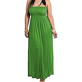 811 - Smocked Chest Strapless Tube Long Maxi Beach Cover-up Dress