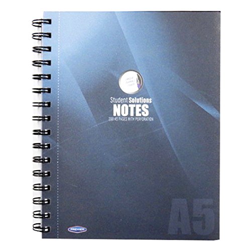 A5 Wirebound Writing Notebook, Frost Cover, 200 Pages, Ruled, Margin, 2 Holes, Spine Perforated