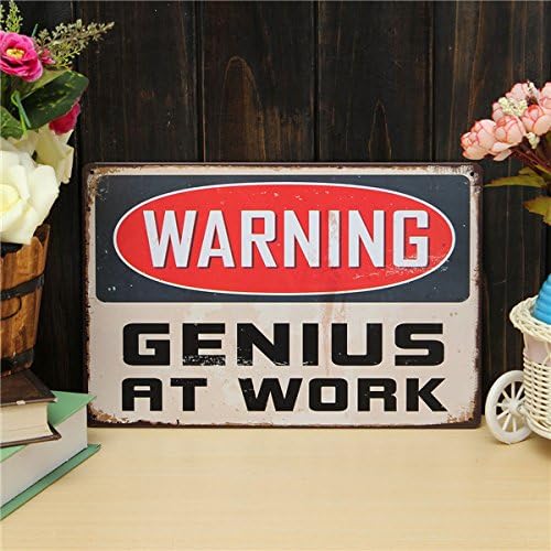 KISSMYTWINS Genius Sheet Metal Drawing Vintage Metal Painting Tin Library Office Wall Poster Sign