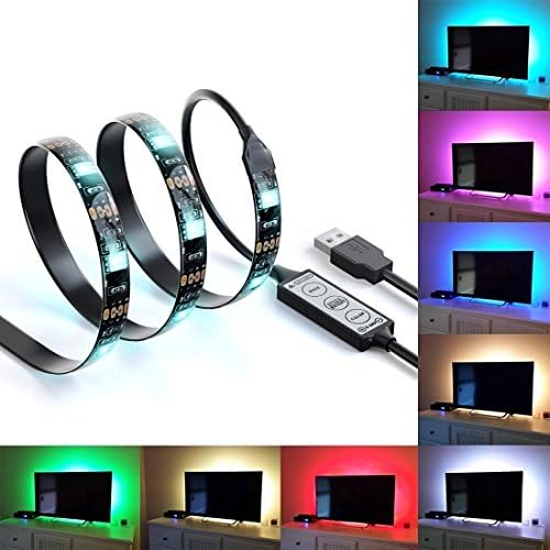 Tian Guan SMD LED Strip Lights 1M 60LEDs Waterproof Flexible USB LED Bias Lighting RGB Color Changing Kit For TV Background ,HDTV ,Desktop PC
