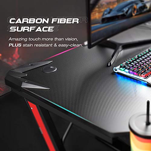 Homall Gaming Desk 44 Inch Computer Desk Gaming Table Z Shaped Pc Gaming Workstation Home Office Desk with Carbon Fiber… - Image 3