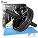 JBM Abdominal Wheel Roller Abwheel Abroller Ab Core Trainer Equipment Dual Wheels Rubber Handle Anti Slip for Exercise Workout Gym Fitness Crossfit - 440lbs Capacity (Black-, 10” x 7” x 7”)