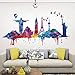 Prabahdak Colorful Places of Interest Wall Sticker Watercolor Landscape Wall Decal Removable DIY Murals Wallpaper Decorative for Living Room Sofa Background PVC Decorations