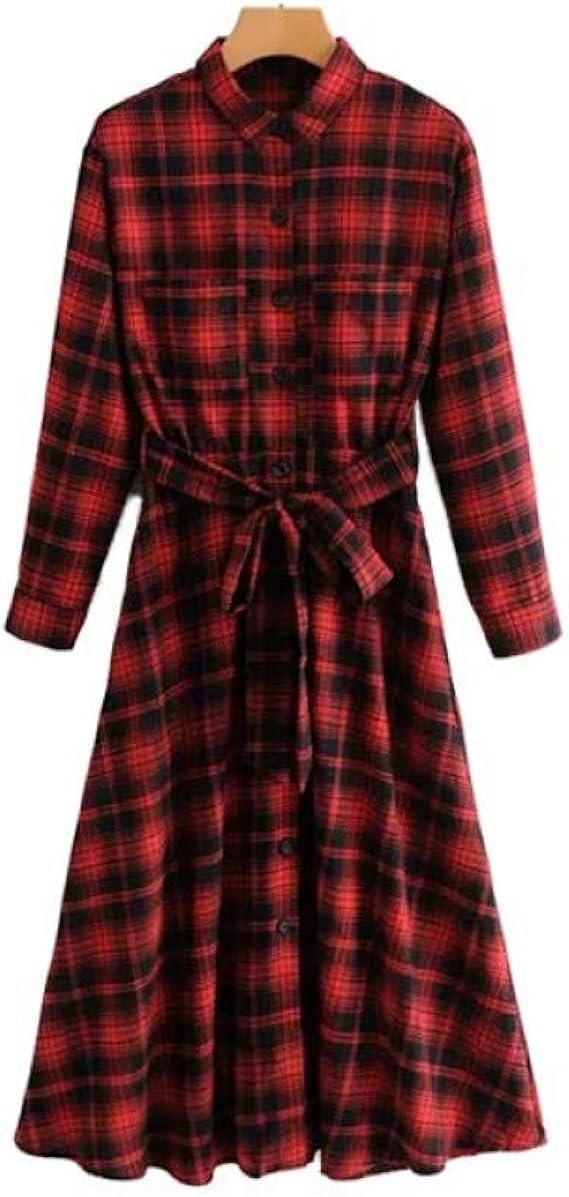 plaid maxi shirt dress