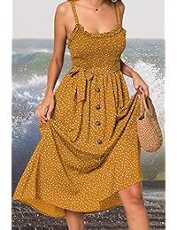 Mini vestido LOMON Verano Mujer Slim cintura alta ajustable correa de espagueti sin mangas vestido de una línea de volantes S-XL