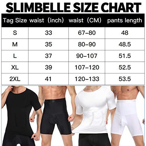 SLIMBELLE Men High Waist Slimming Shorts Brief Seamless Compression Tummy Control Underwear White S - Thumbnail 6
