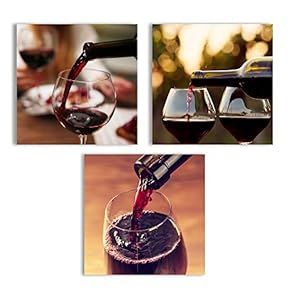 Canvas Wall Art Abstract Vintage Wine Cup Pictures Home Wall Decorations for Kitchen Streched and Framed - 12"x12"x3 Panels