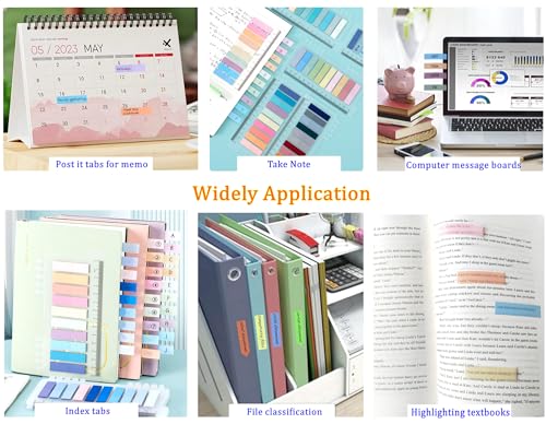 GetALift 3200pcs Sticky Tabs for Books, Colored Book Tabs for Annotating Books, Translucent Sticky Note Tabs for Page Markers Reading Tabs, Writable Post It Tabs Book Flags Sticky Index Tabs (Morandi)