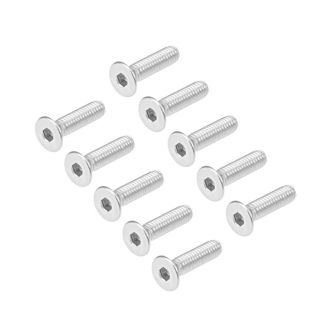 sourcing map M4x16mm Flat Head Machine Screws Inner Hex Screw 304 Stainless Steel Fasteners Bolts 30Pcs
