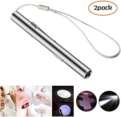 Pawaca 2 Pack Silver Stainless Steel Body Pen Lights for Nurses, Yellow and White Light USB Rechargeable Nursing Penlight Flashlights for Medical Students Doctors