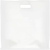 Purple Q Crafts Large Plastic Bag with Die Cut Handle Bag 18"x18" White Plastic Merchandise Bags 50 Pack for Retail, Gifts, Trade Show and More