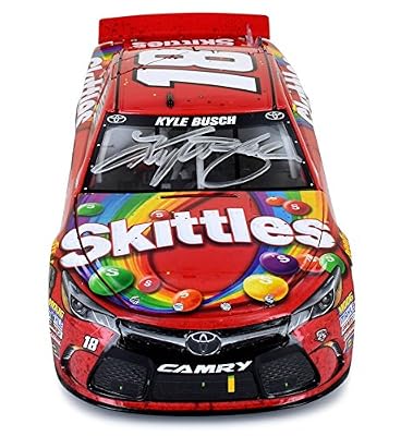 Autographed Kyle Busch 2016 Skittles Indianapolis Brickyard Win 1:24 Scale Diecast Car Includes Certificate of Authenticity