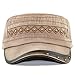 The Hat Depot 200H5148 Leather Accent Cadet Hat with Metal Beads (Brown)