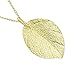 Feelontop Costume Jewelry Gold Color Alloy Leaf Design Pendant Necklace for Women with Jewelry Pouch
