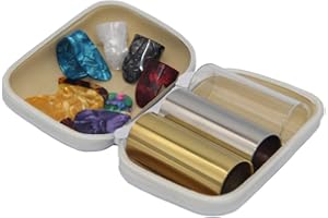 SUNLP 3 Pieces Medium Guitar Slides (Include 2 Colors Stainless Steel, 1 Pieces Glass), 6 Pieces Guitar Picks and 4 Pieces Pl