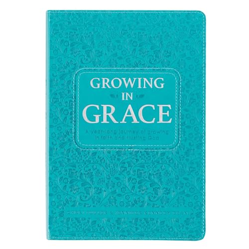 Growing in Grace Daily Devotional for Women - Year-long Journey of Growing in Faith and Trusting God, Teal Faux Leather