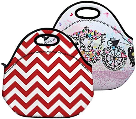 2 Pack - Lunch Tote Bag, Anyshock Insulated Waterproof Durable Neoprene Lunch Lunch Bag Organizer for Women Men Adults Kids Girls and Teens (Pattern 1-2 pack)