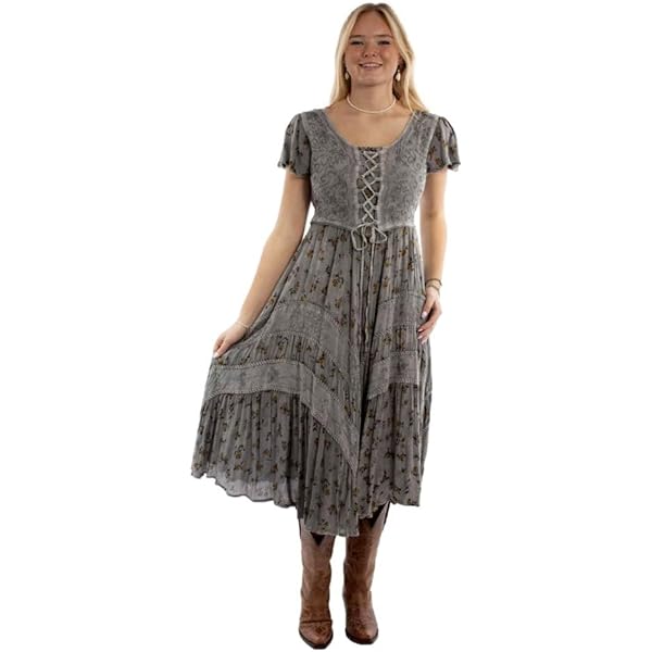scully women's lace up jacquard dress Scully Women's Lace-Up Jacquard Midi Dress