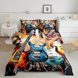 Erosebridal Boys Guitar Comforter Set Twin Size