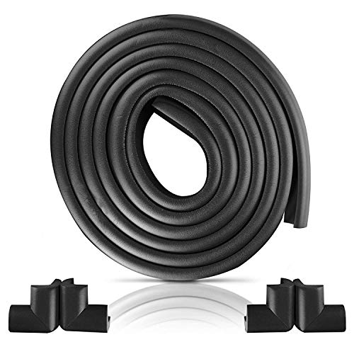 NEW Furniture Edge and Corner Guards | 16.2ft Protective Foam Cushion | 15ft Bumper 4 Adhesive Childsafe Corners | Baby Child Proofing Foam Set and Safe for Table, Fireplace, Countertop | Black