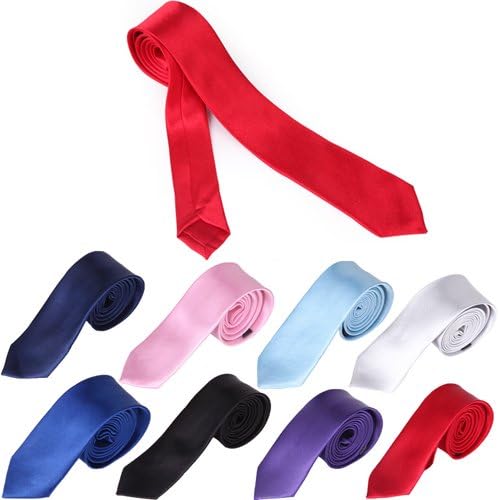 HDE Men's Solid Color Skinny Necktie Slim Adjustable Self Tie Fashion Accessory
