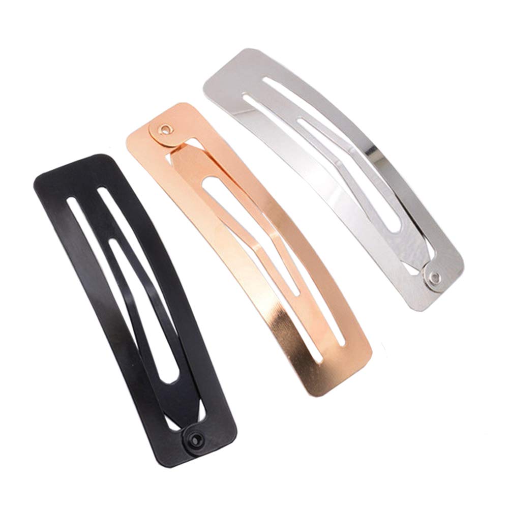 Photo 1 of 30Pcs No Slip Metal Snap Hair Clips Grips Hair Barrettes Rectangle BB Clips for Women Hair Accessories, 60mm (Silver, Black and Rose Gold)