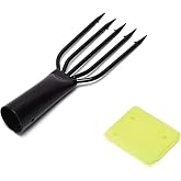 Loniyhu 5 Prong Stainless Steel Fishing Spear Harpoon - Barbed Hook for Hunting Fish &amp; Frogs in Lakes, Rivers, Ponds - Durable Gaff Spearhead with Screw Mount