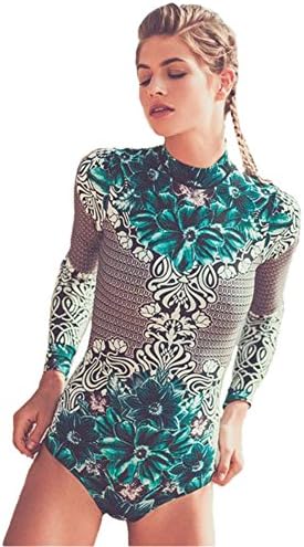 Lynddora Womens Swimwear Monokini Swimsuits Sexy One Piece Long Sleeve Bathing Suits
