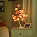 Finether Table Lamp Adjustable Rose Flower Desk Lamp|1.64ft Pink Tree Light for Wedding Living Room Bedroom Party Home Decor with 24 Warm White LED Lights|Two Mode: USB/Battery Powered