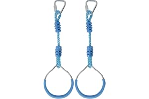 Hokilands American Ninja Warrior Obstacle Course Playset Ninja Ring Fist Swing Monkey Bars for Kids Outdoor Jungle, 2 Blue Adult Backyard Playground Training Equipment Climbing Rings Fitness Gym Ring