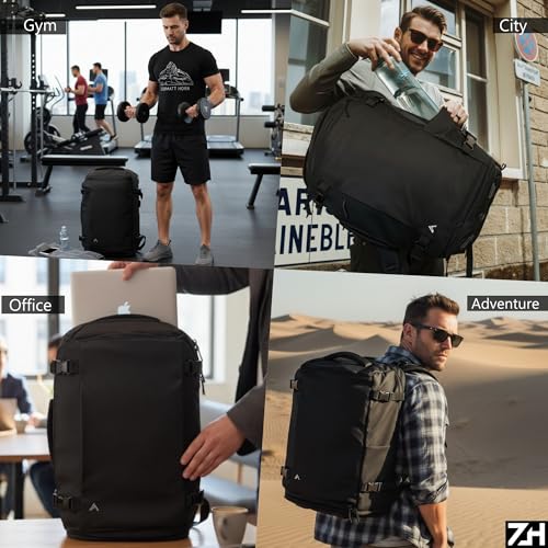 + Zermatt – HØRN Travel Backpack Cabin with Vacuum Bag 55 x 30 x 20 – 50 x 30 x 20 – Portable Backpack 15 – 17 Inches Telework Carry-on Airplane Ryanair, Carry On Men Women Oxford 35L