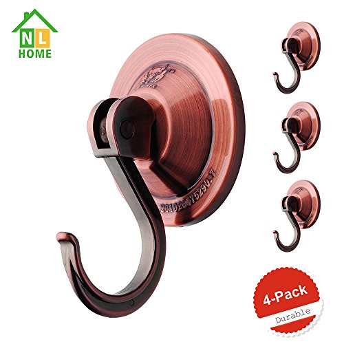 4-Pack Power Lock Portable Suction Cup Hooks,Coppery,by NL Home?