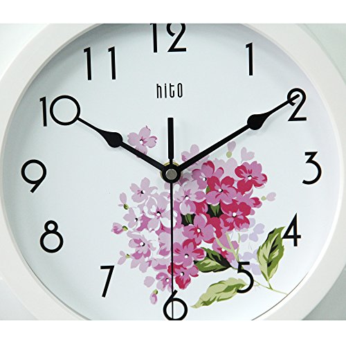 HITO Silent Floral Wall Clock Non Ticking 10 inch Excellent Accurate