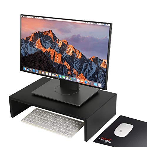 DESIGNA Black Monitor Stand, 24 inch Computer Monitor Arms & Stands Laptop TV Printer Metal Platforms Stands Shelves Risers Desktop Workspace Organizers 11"Wx17"L - Thumbnail 2