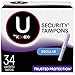 U by Kotex Security Tampons, Regular Absorbency, Unscented, 136 Count (4 Packs of 34)